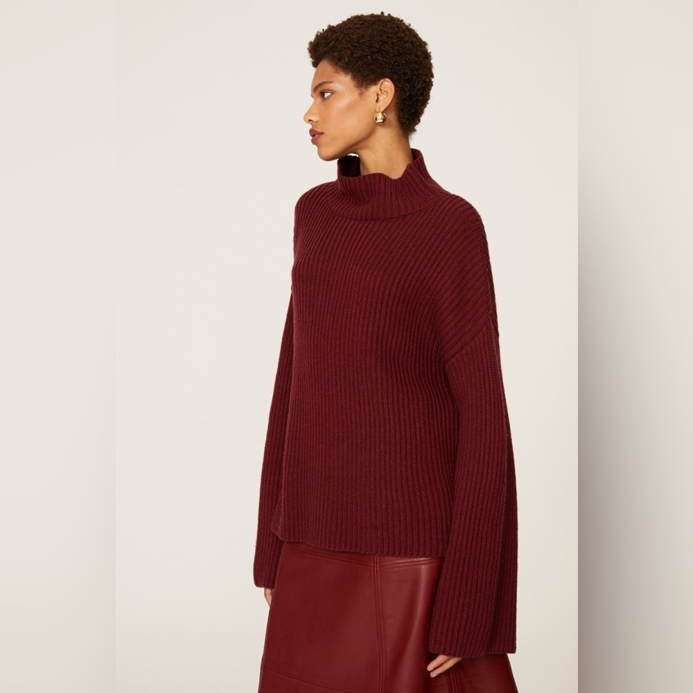 Sweet Baby Jamie Rich Burgundy Ruby Red Oversized  Turtleneck Sweater